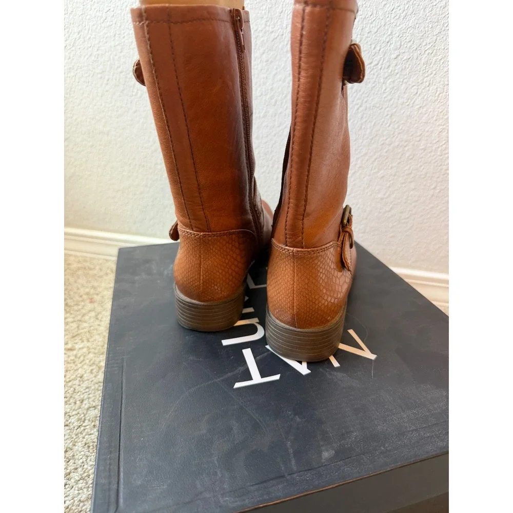 Naturalizer Genna Leather Mid Calf Buckle Boots Cider Spice Brown Womens 7M